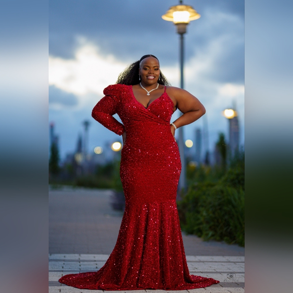 Plus Sequin Floor Length Formal Dress RED AND BLUE* (See description for blue)